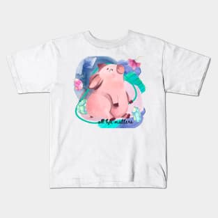 Cute Piglet and Flower Kids T-Shirt